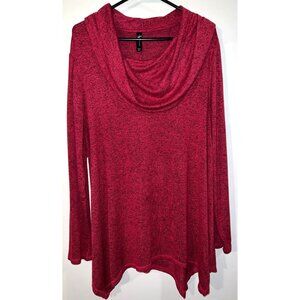 Lane Bryant Red Cowl Neck Long Sleeve Top Size 14/16 Polyester Rayon Spandex